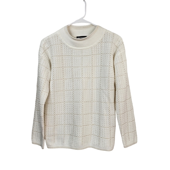 Karl Lagerfeld Women's Knitted Grid Pattern Sweater - Picture 1 of 6